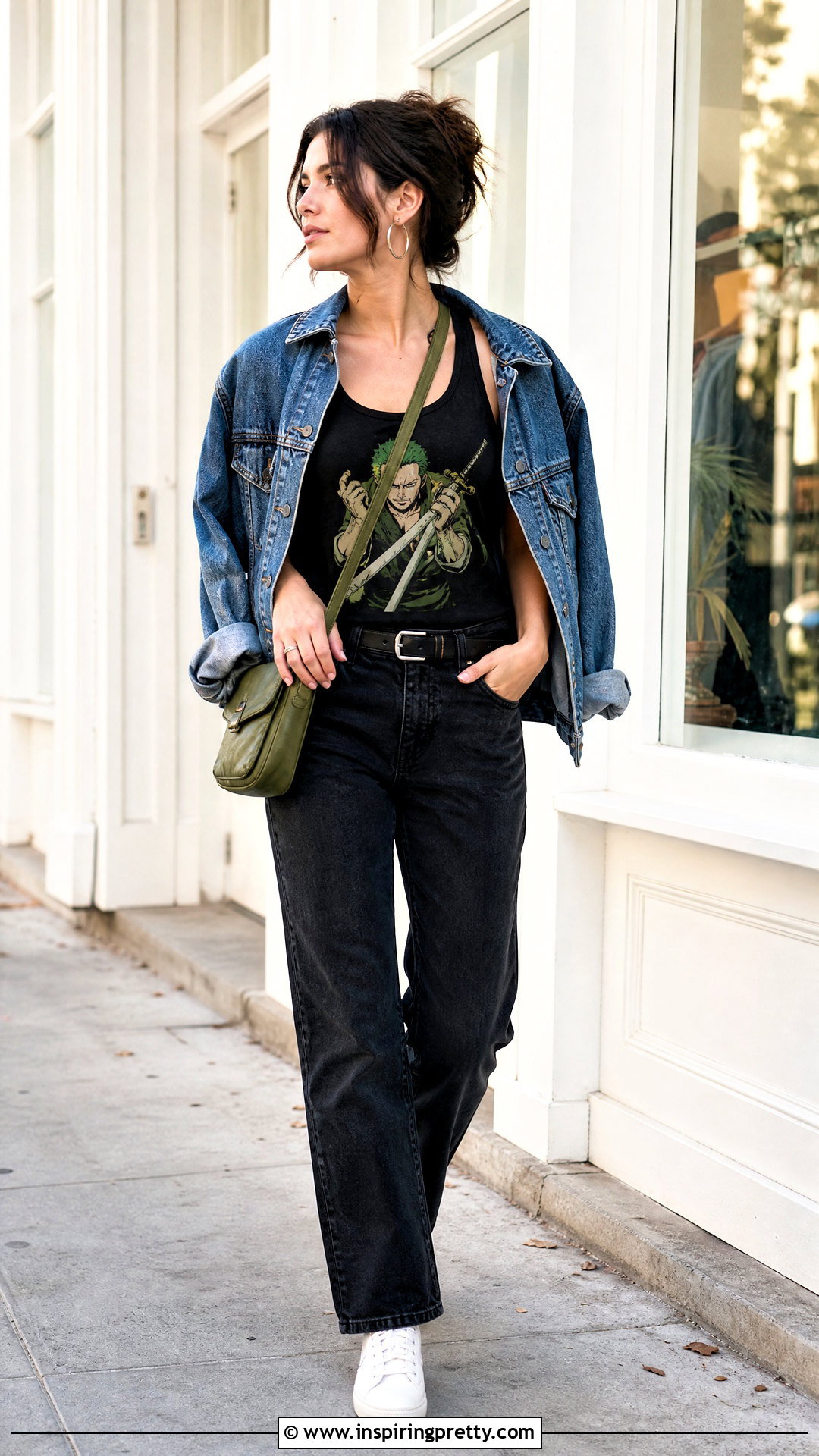 Zoro Tank Top With Black Jeans And Denim Jacket - 25 zoro tank top outfit ideas
