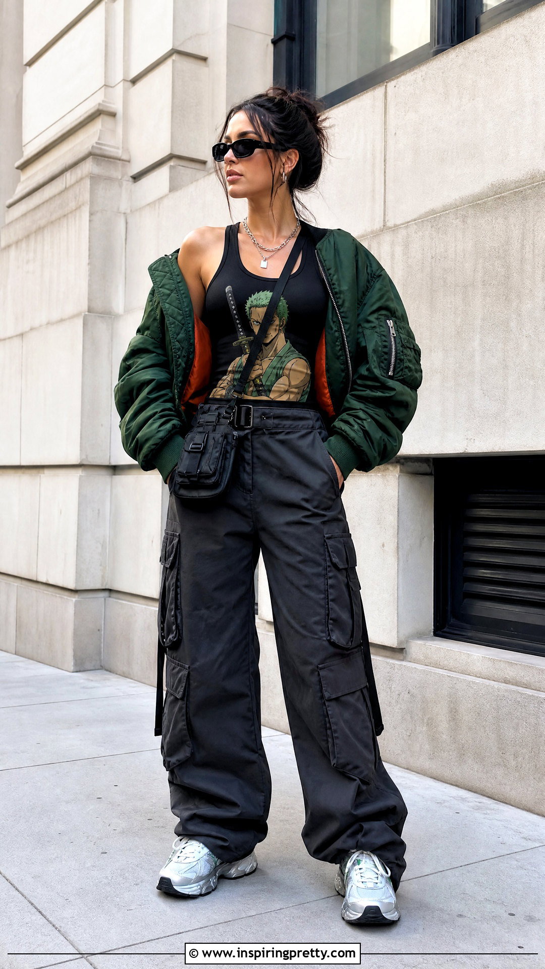 Zoro Tank Top With Bomber Jacket And Cargo Pants - 25 zoro tank top outfit ideas