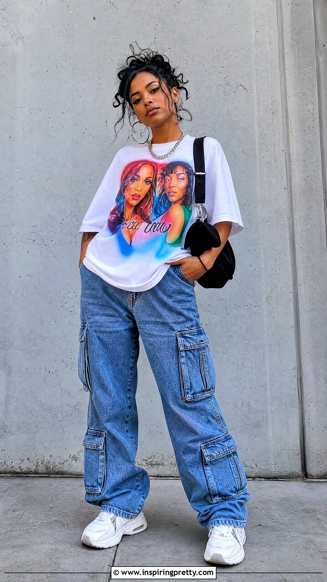 s Airbrush Tee And Cargo Jeans Outfit - 50 2000s tops outfit ideas
