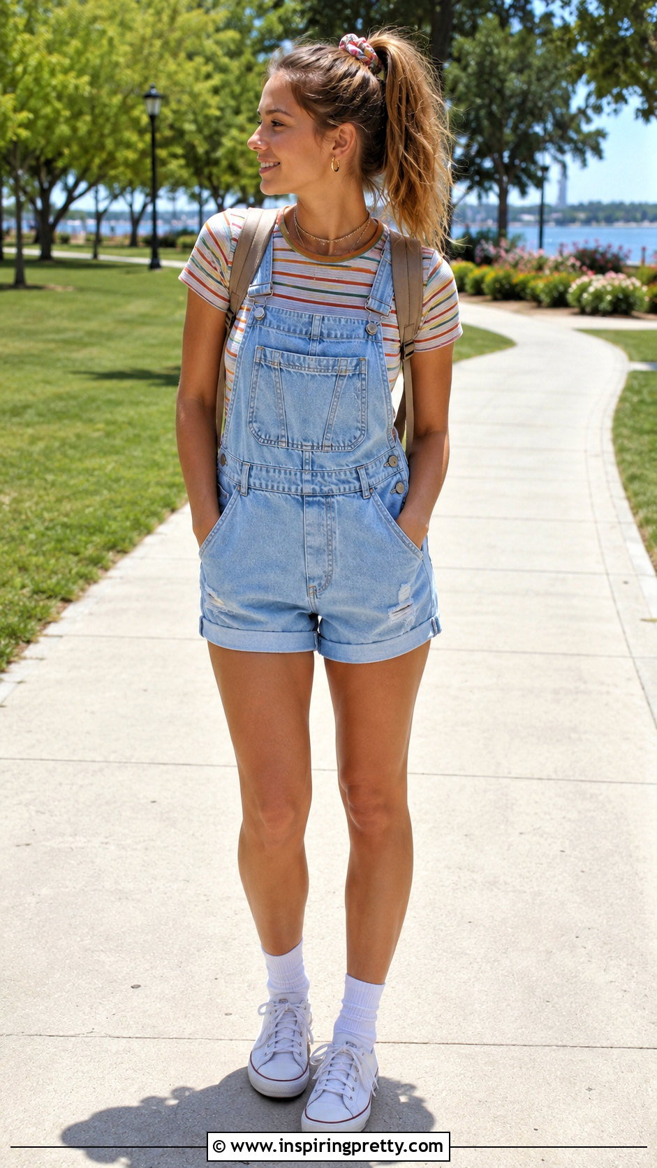 s Baby Tee Under Short Overalls Outfit - 20 Layering Tops 90S