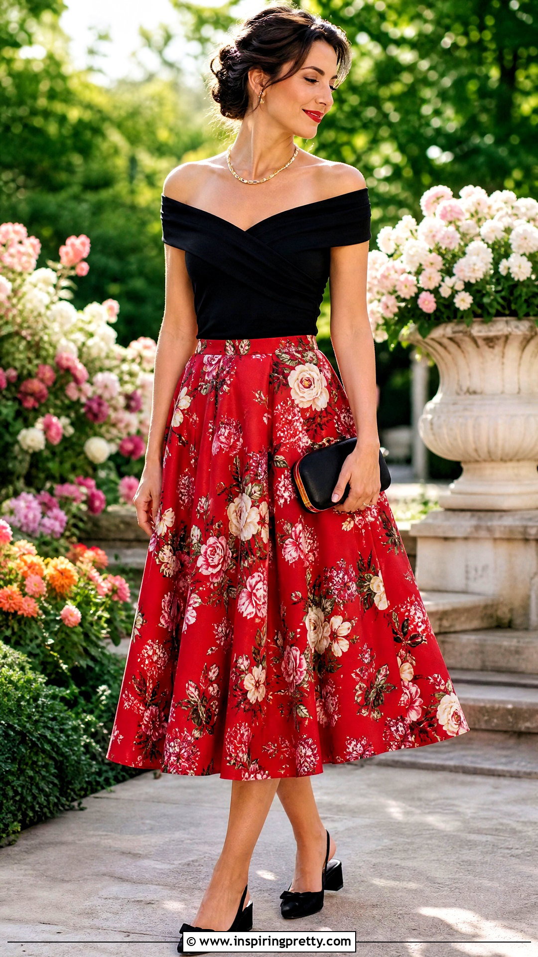 s Bardot Top With Full Midi Skirt - 50 Vintage Tops For Women