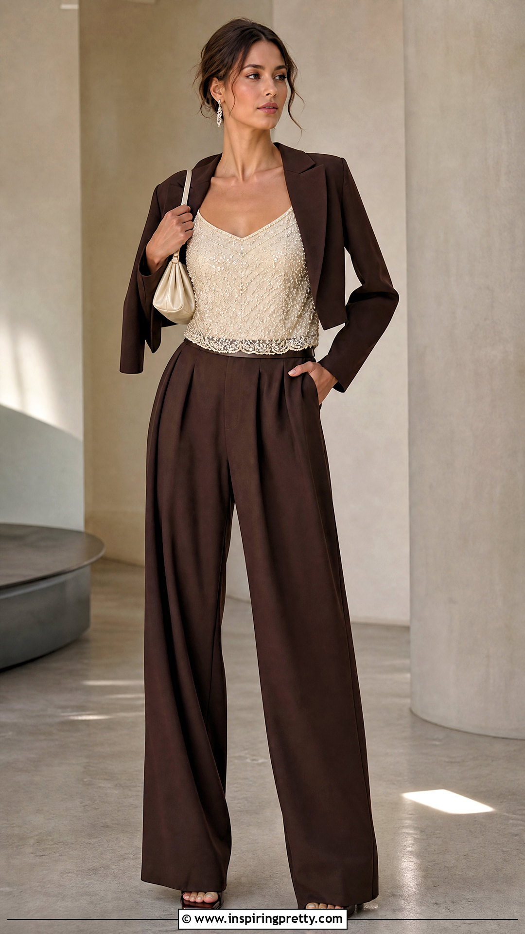 s Beaded Cami And Wide Leg Trousers Outfit - 50 2000s tops outfit ideas