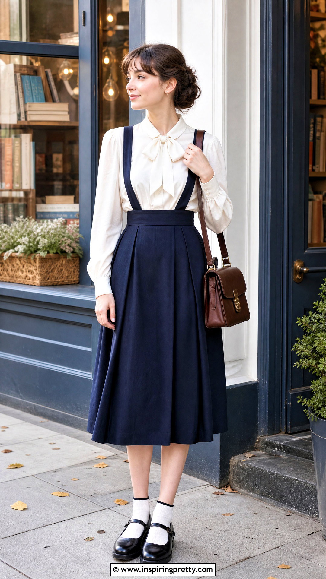 s Bow Blouse With Suspender Skirt - 20 1950s style tops outfit ideas