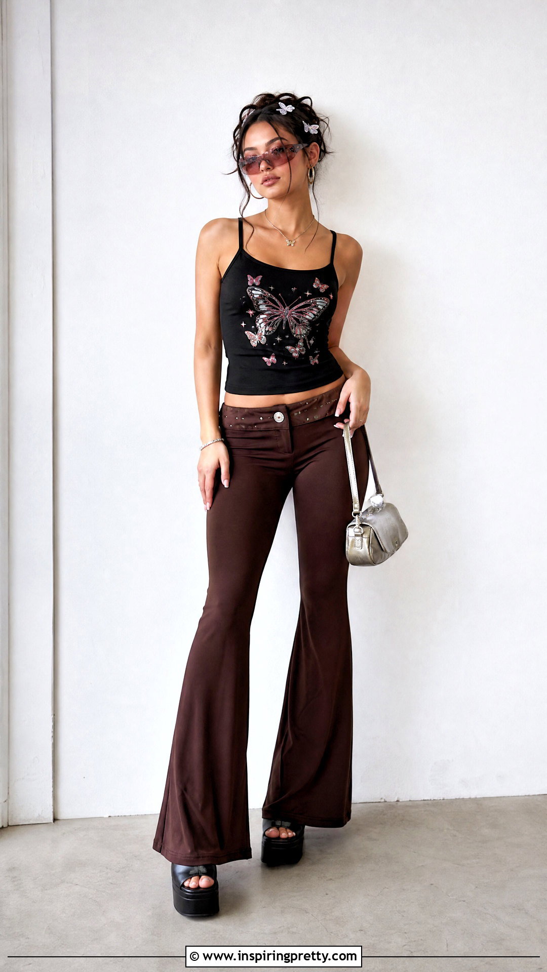 s Butterfly Top And Flared Pants Outfit - 50 2000s tops outfit ideas