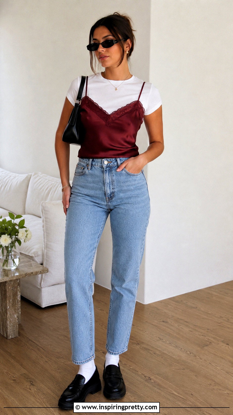 s Cami Over Fitted Tee Outfit - 20 Layering Tops 90S