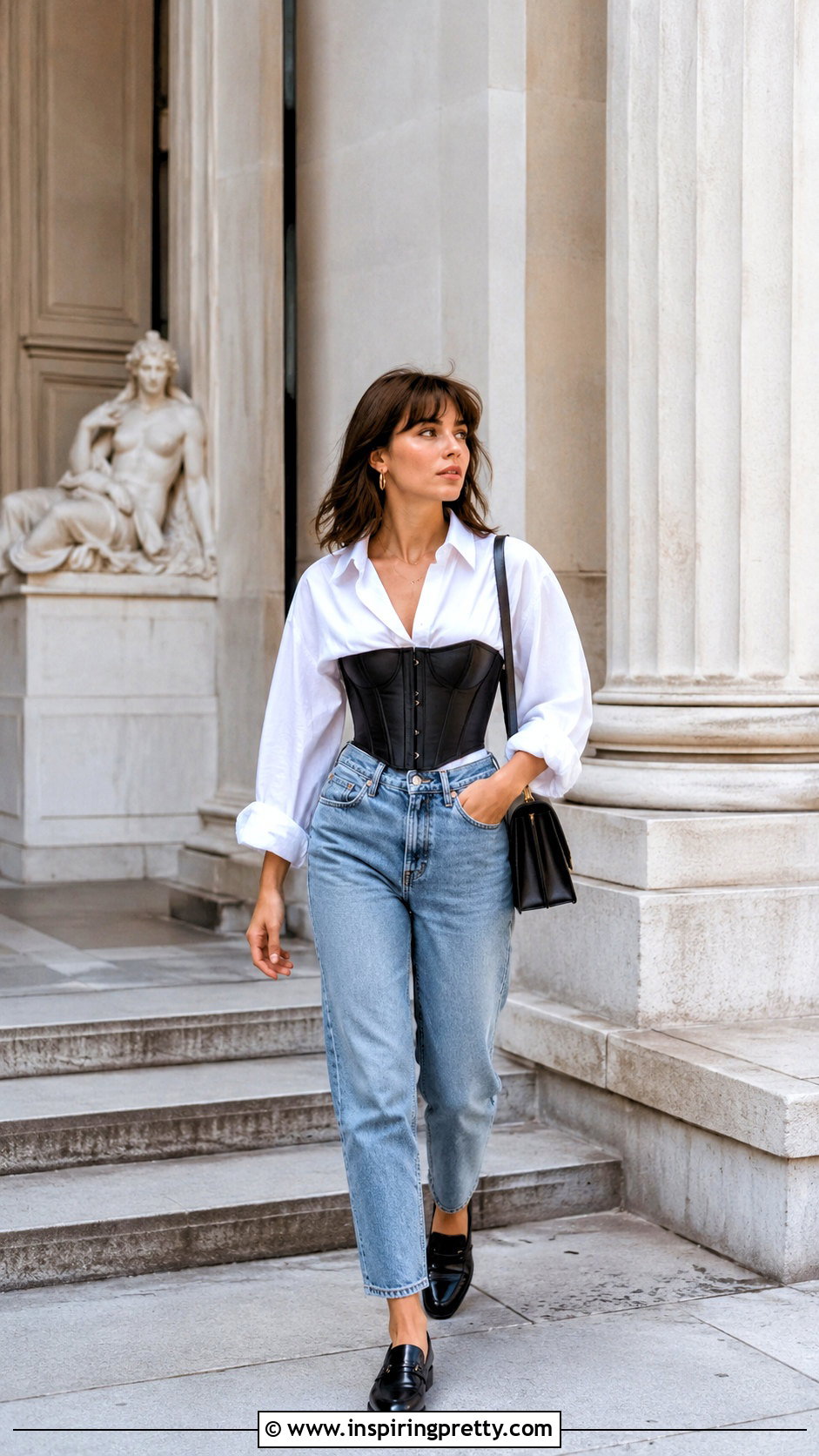 s Corset Top Over A White Button Down - 25 80s corset top outfit ideas