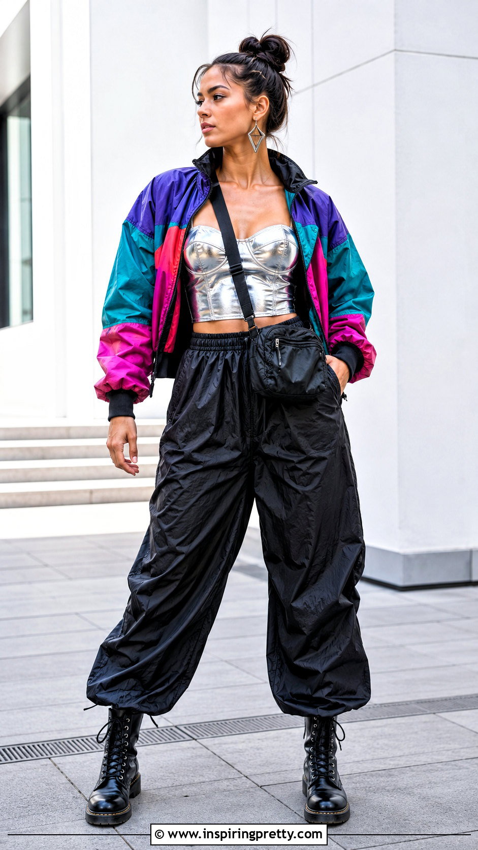 s Corset Top With Parachute Pants - 25 80s corset top outfit ideas