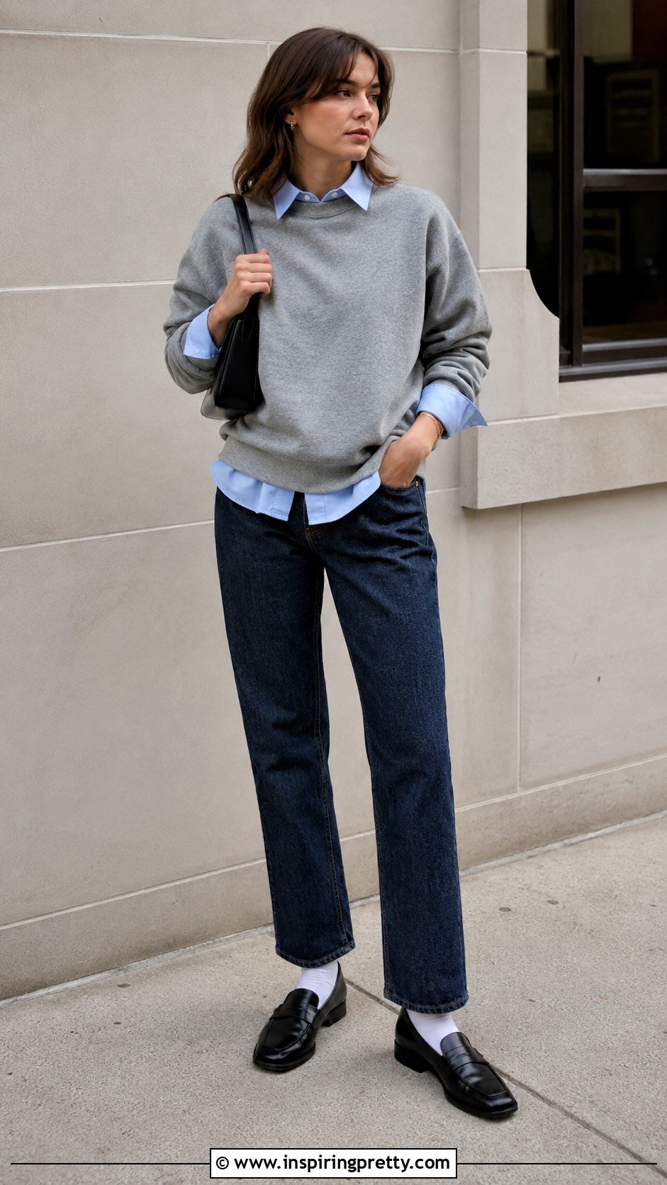 s Crewneck Over Collared Shirt Outfit - 20 Layering Tops 90S