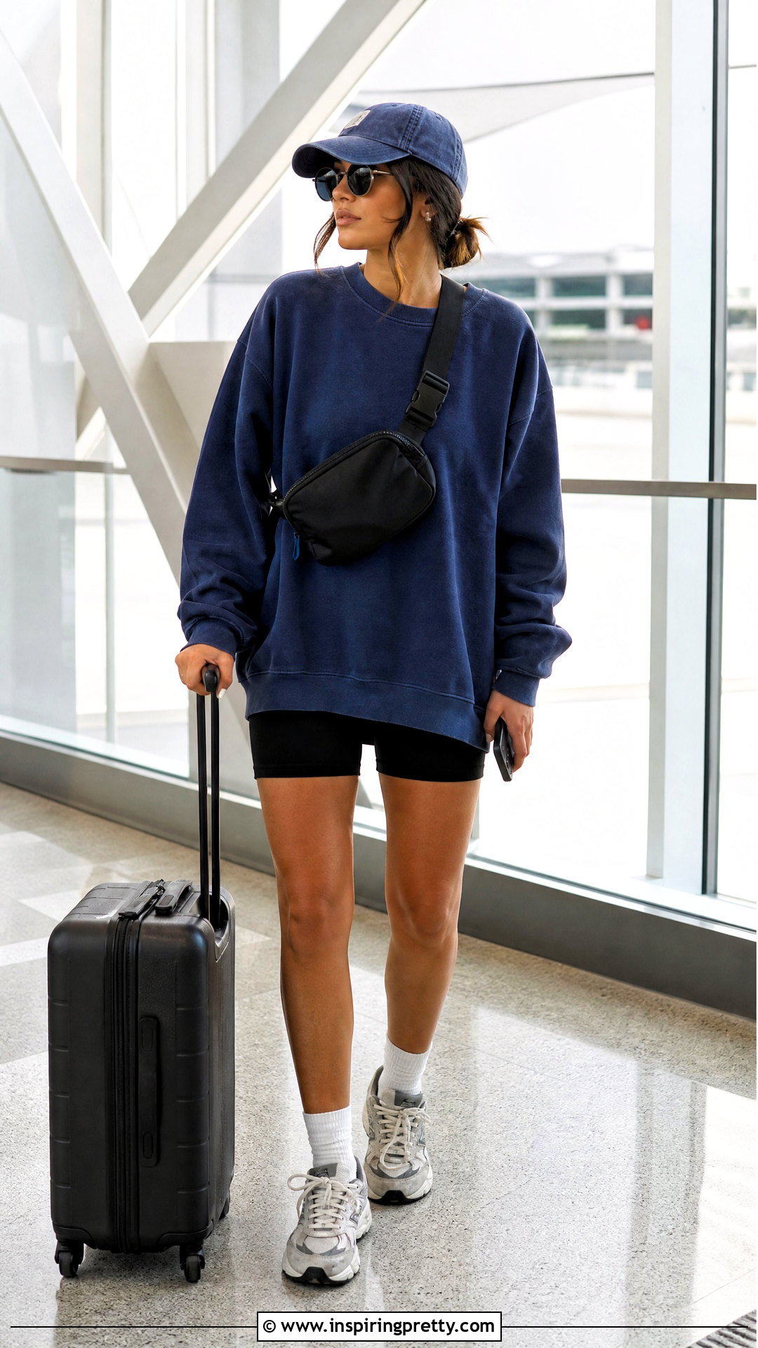 s Crewneck Sweatshirt With Biker Shorts - 50 90s tops outfit ideas