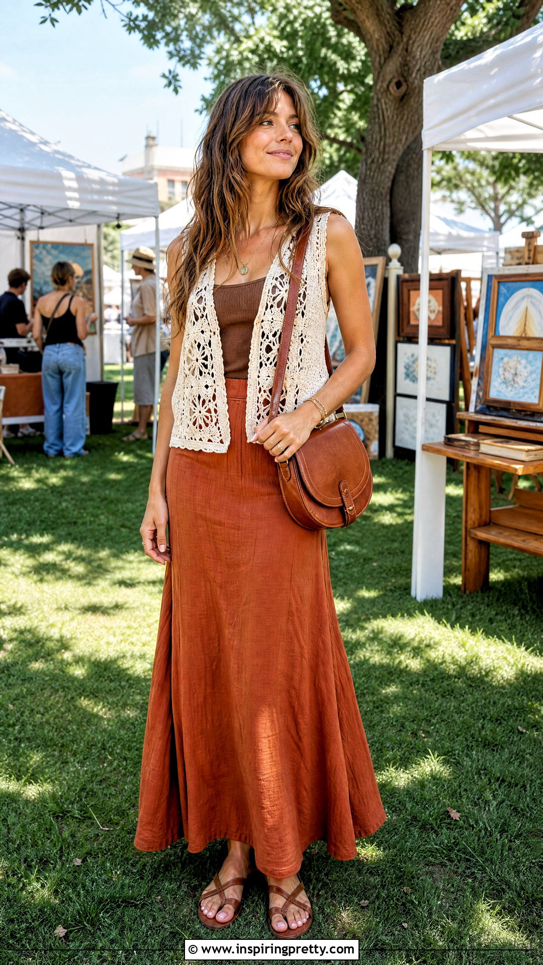 s Crochet Vest Top With Maxi Skirt - 50 Vintage Tops For Women