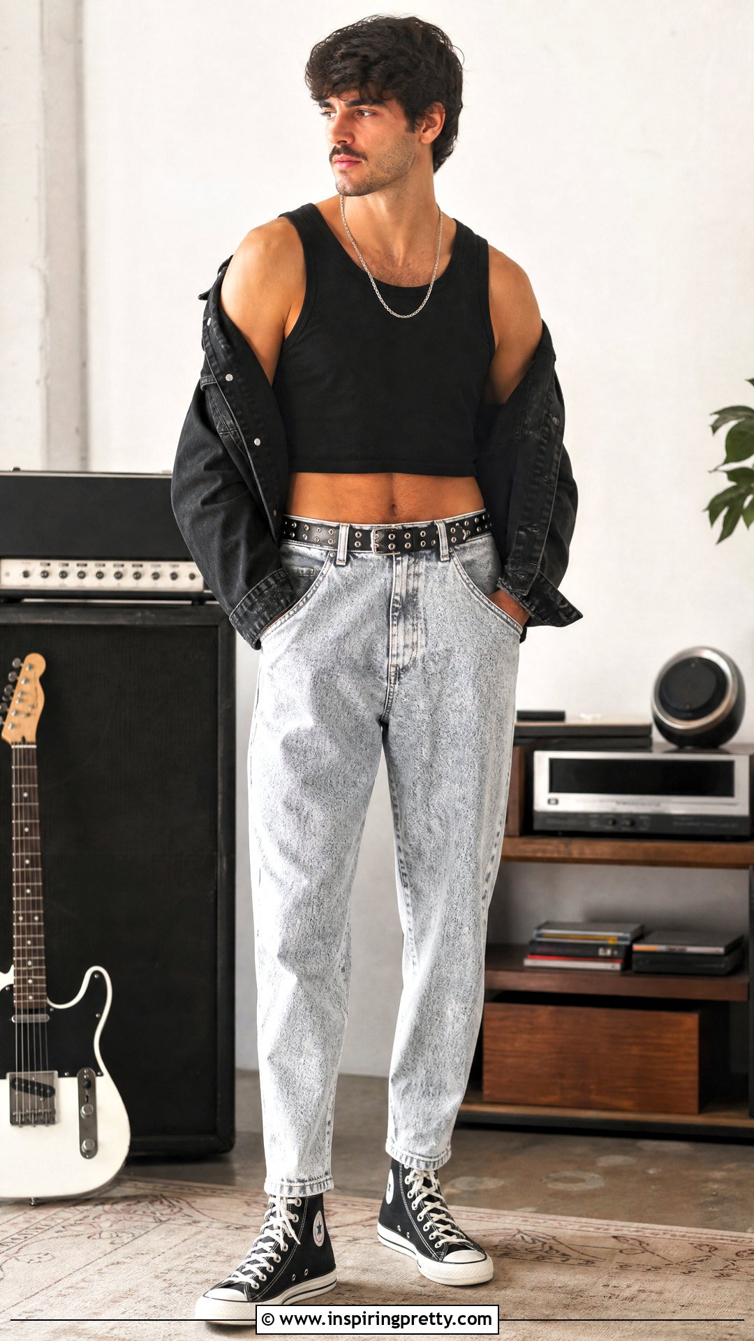 s Crop Top With Acid Wash Jeans - 20 80s crop top outfit men