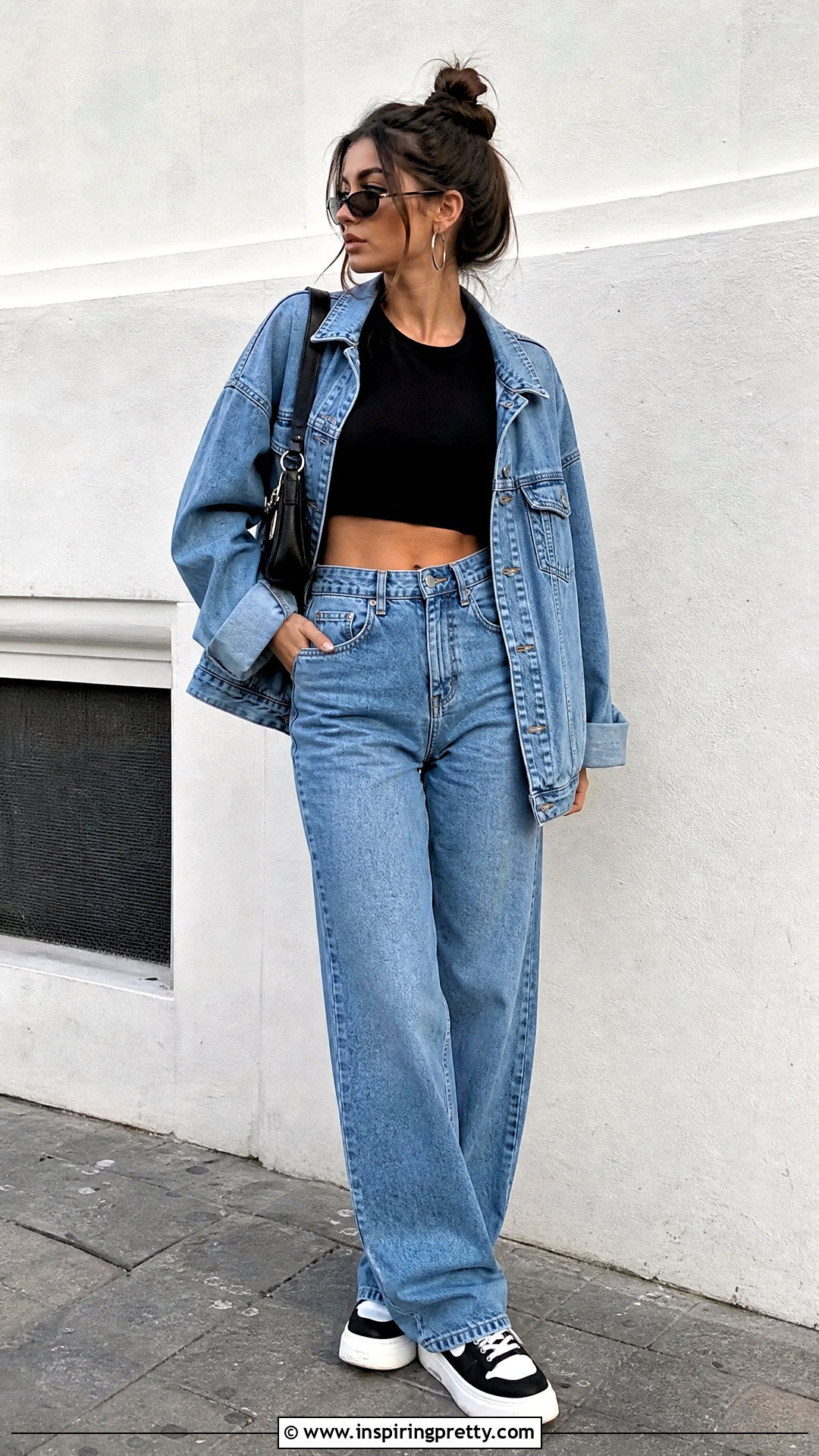 s Crop Top With High Waisted Jeans - 50 90s tops outfit ideas
