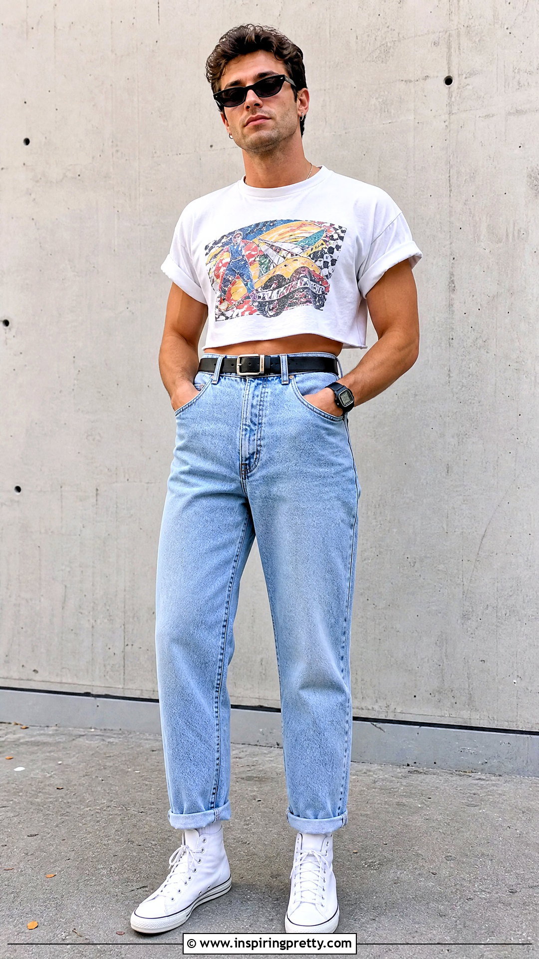 s Crop Top With High Waisted Jeans - 20 80s crop top outfit men