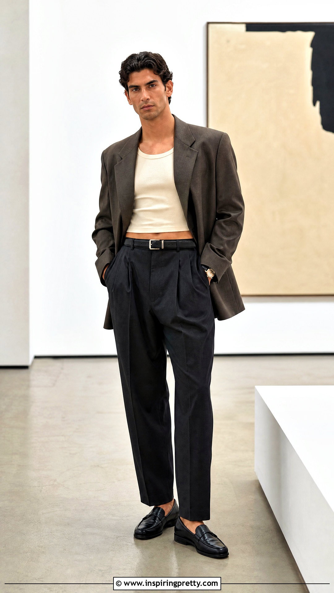 s Crop Top With Pleated Trousers - 20 80s crop top outfit men