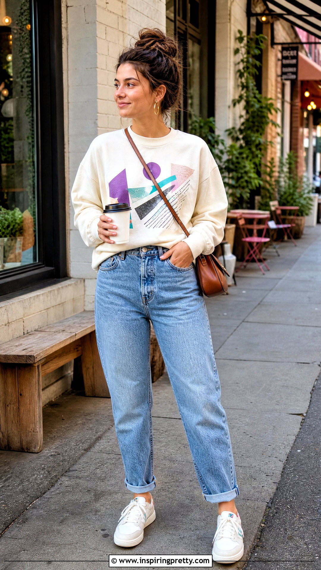 s Graphic Sweatshirt With Mom Jeans - 50 Vintage Tops For Women