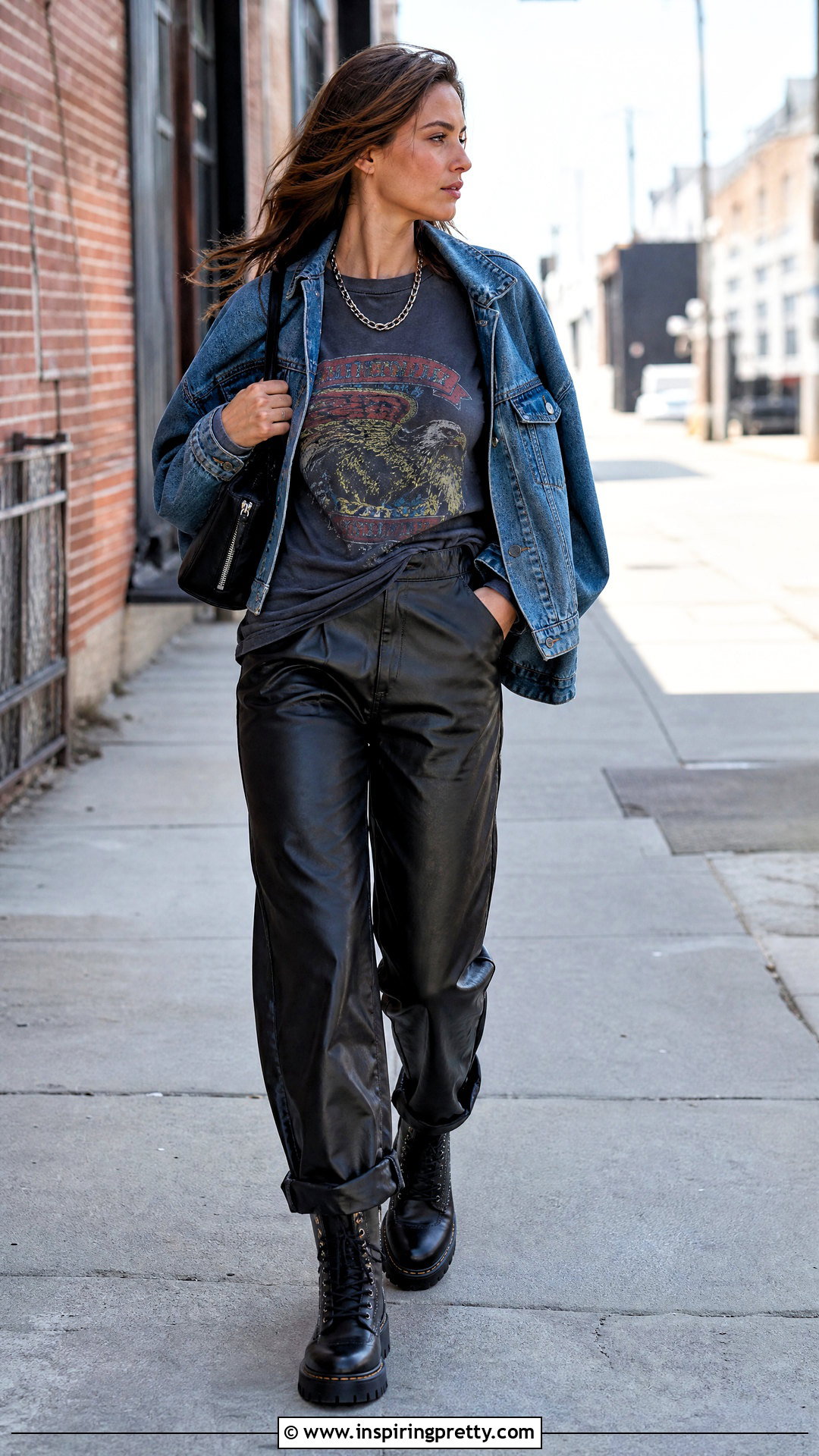 s Graphic Tee With Leather Pants - 50 vintage tops 90s