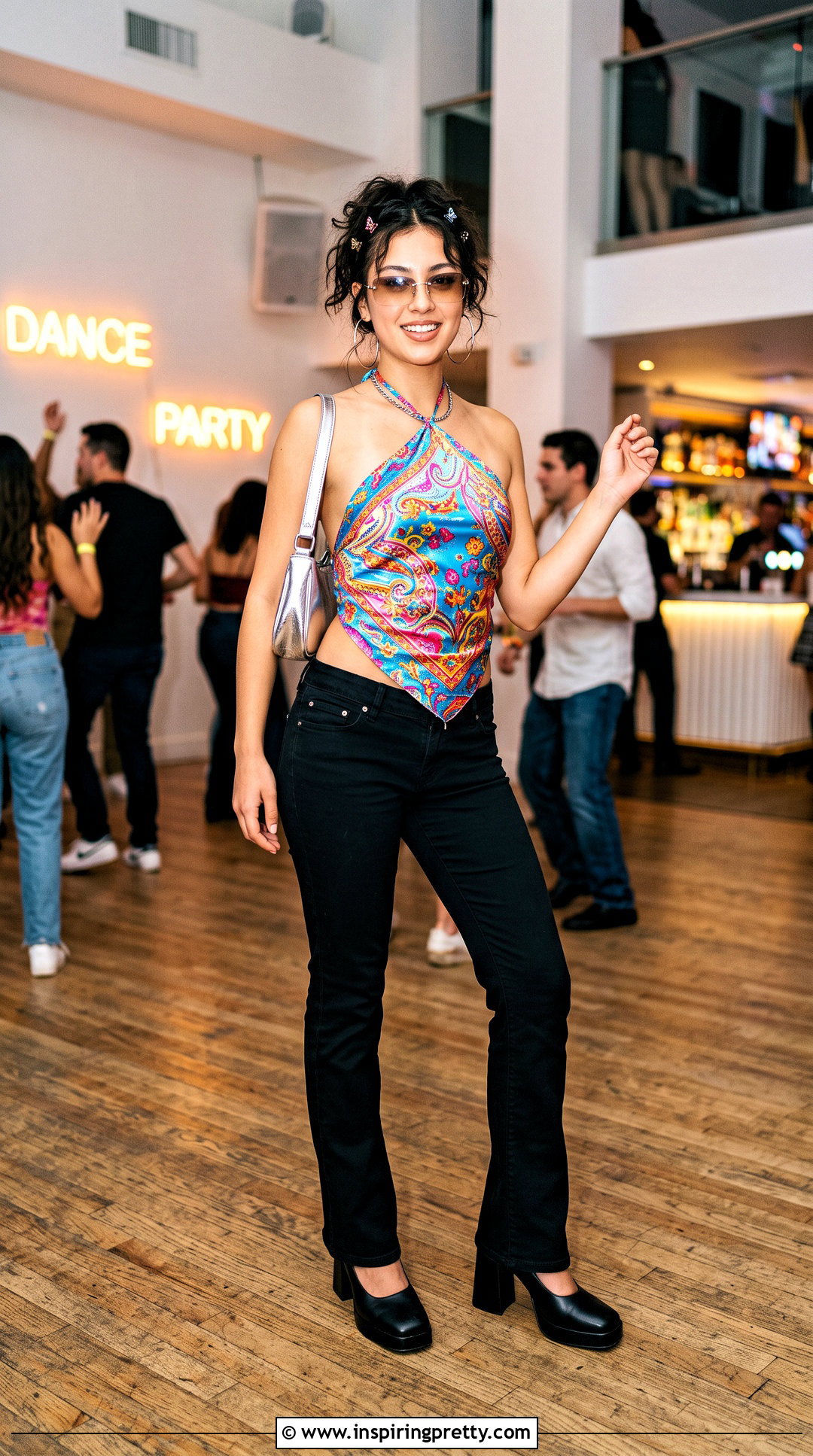s Handkerchief Top And Low Rise Trousers Outfit - 50 2000s tops outfit ideas