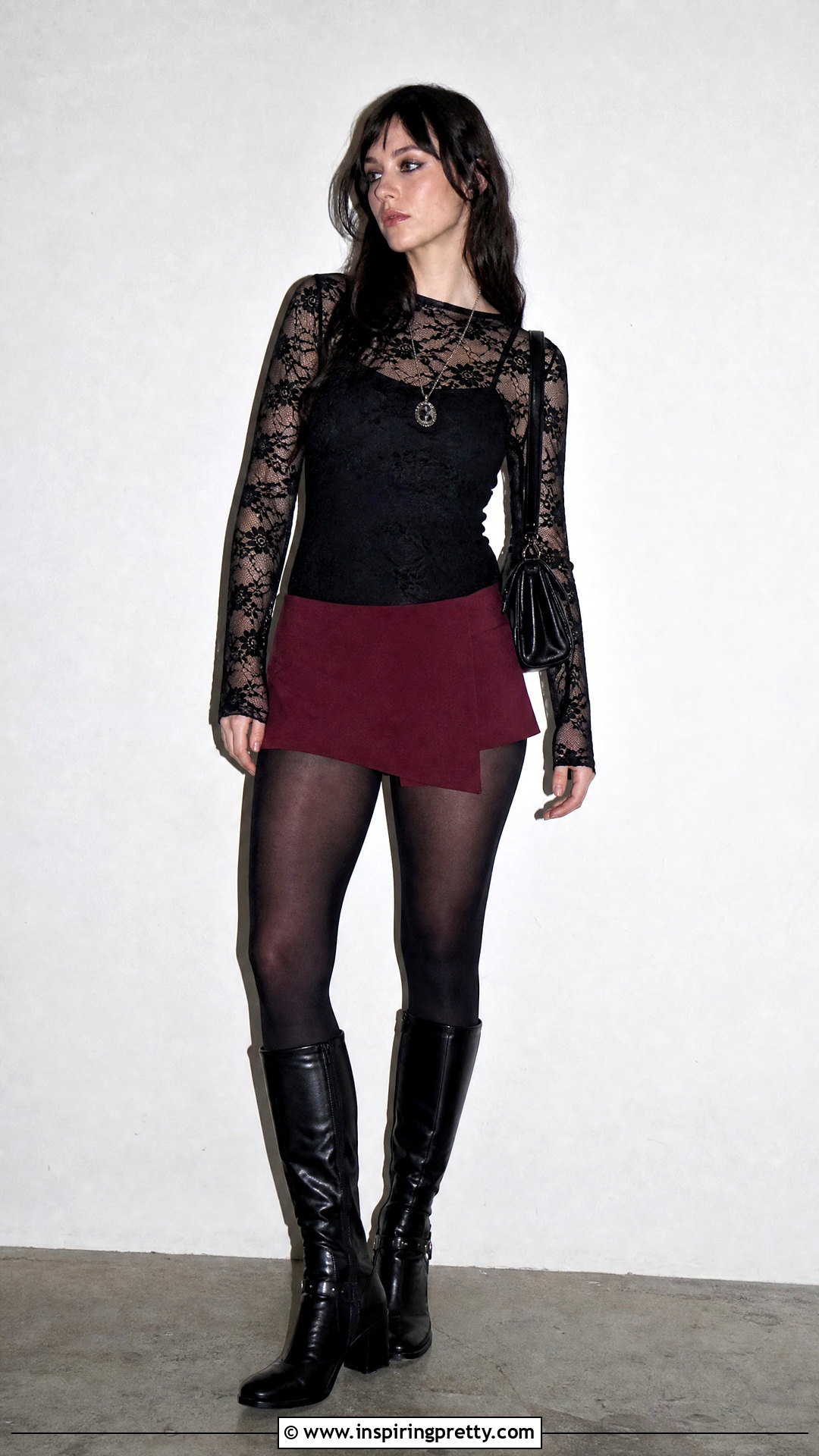 s Lace Long Sleeve Top And Mini Skirt Outfit - 50 2000s tops outfit ideas