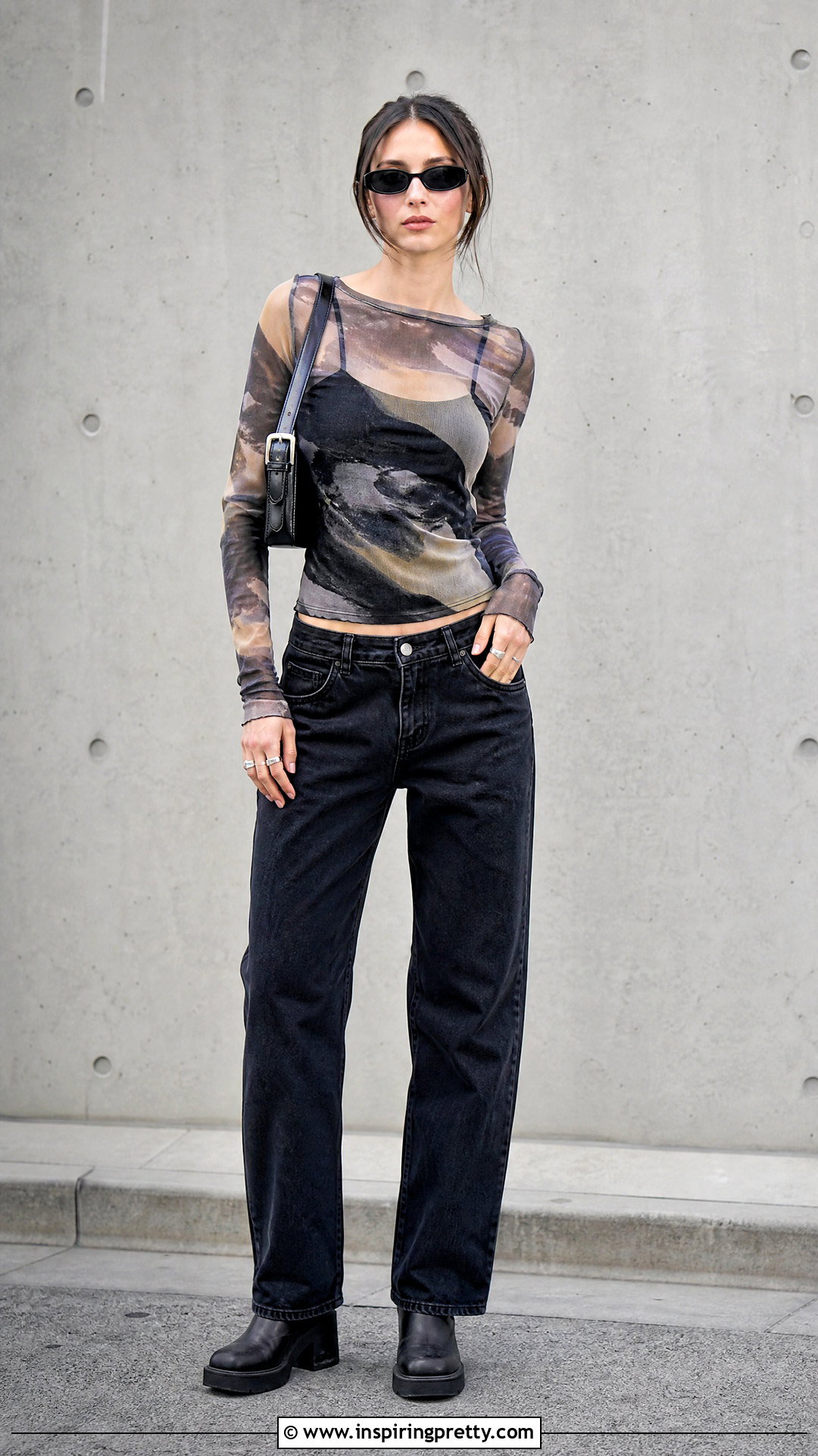 s Mesh Top And Black Jeans Outfit - 50 2000s fashion tops outfit ideas