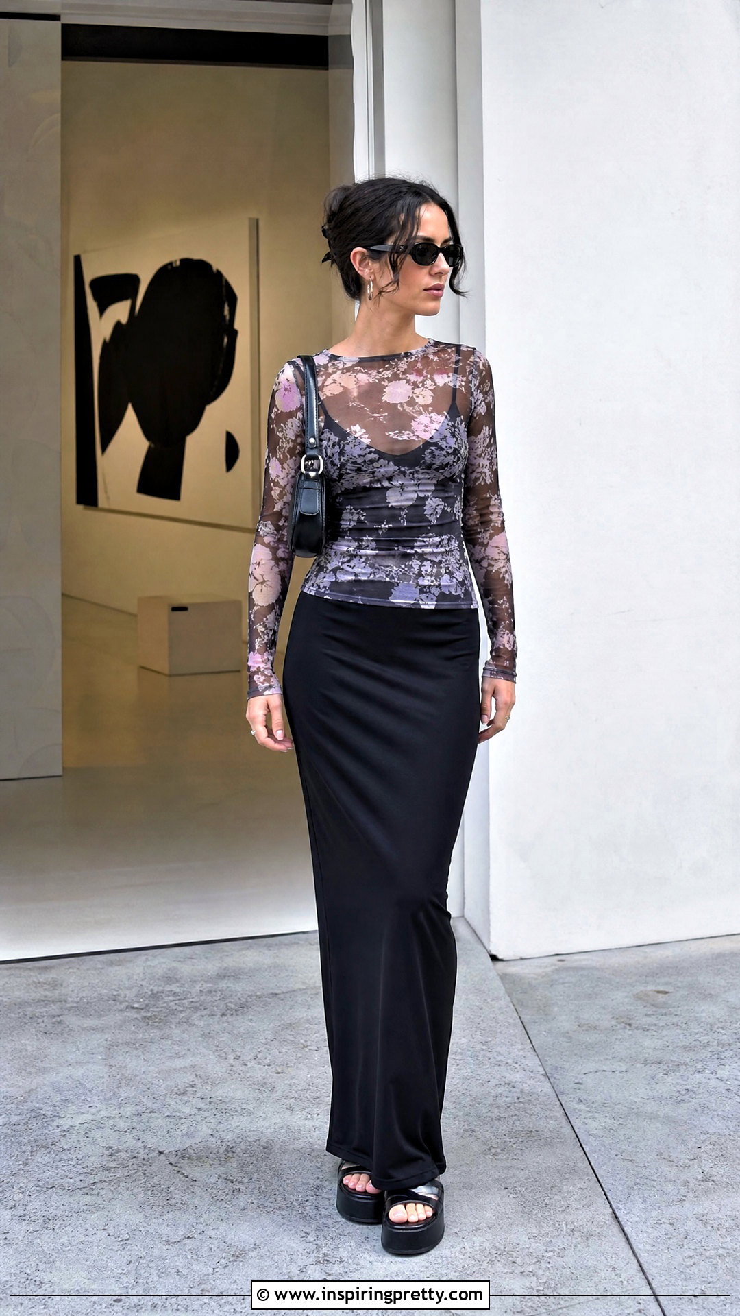 s Mesh Top With Camisole And Maxi Skirt - 25 2000S Inspired Tops outfit ideas