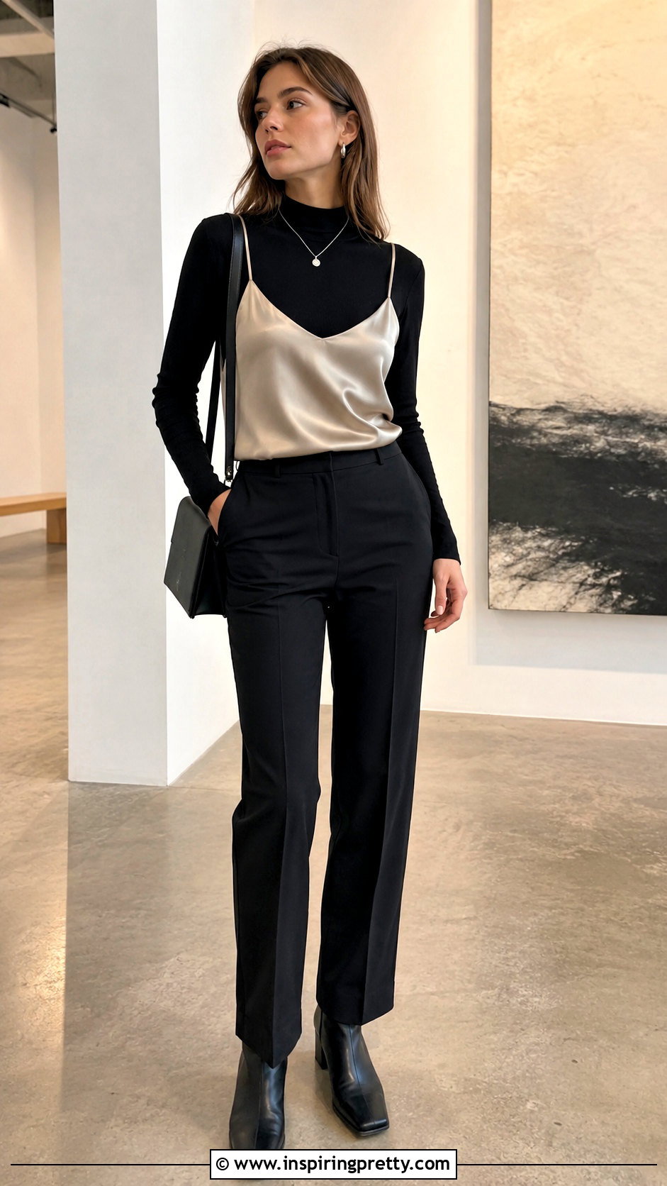 s Mock Neck Under Slip Top Outfit - 20 Layering Tops 90S