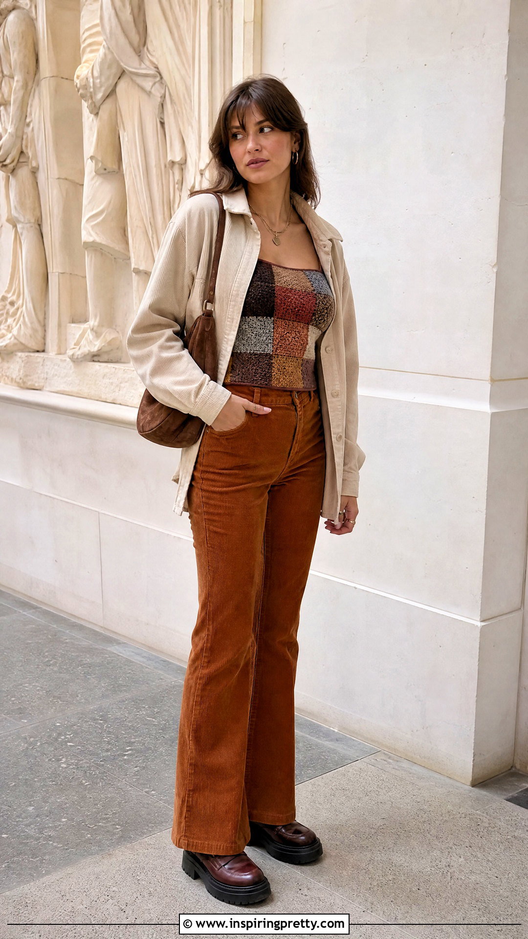 s Patchwork Top With Corduroy Pants - 50 vintage tops 90s