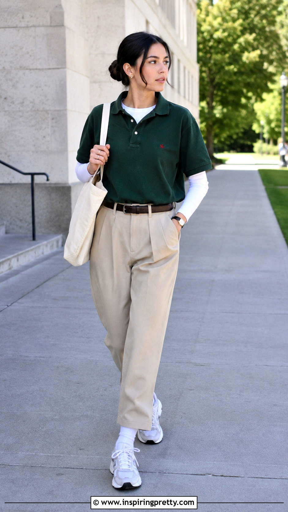 s Polo Over Long Sleeve Tee Outfit - 20 Layering Tops 90S
