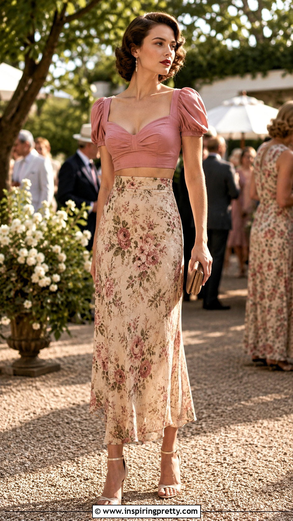 s Puff Sleeve Crop Top With Midi Skirt - 20 1930S Crop Tops