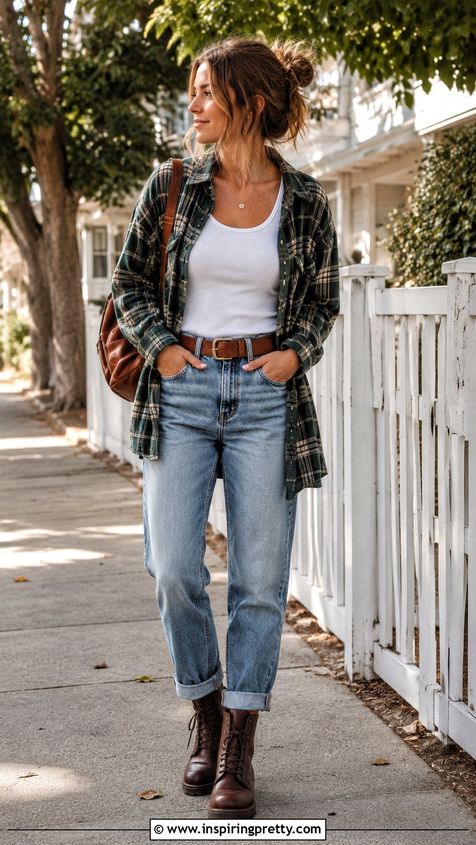 s Ribbed Tank Under Flannel Shirt Outfit - 20 Layering Tops 90S