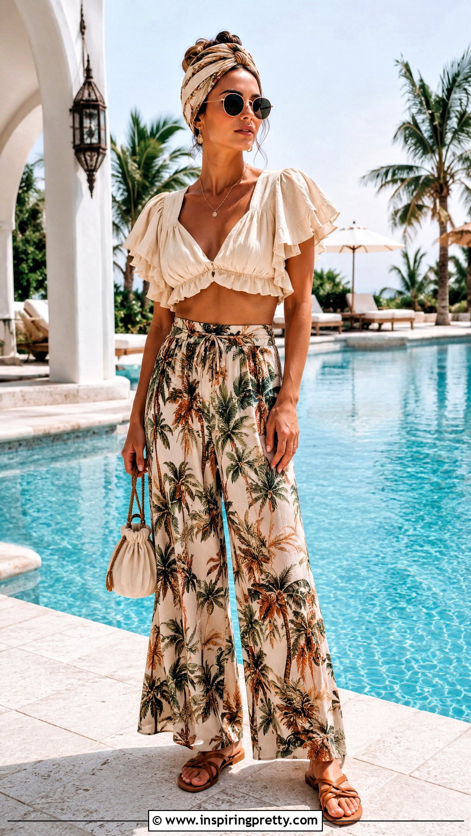 s Ruffled Crop Top With Beach Pajama Pants - 20 1930S Crop Tops