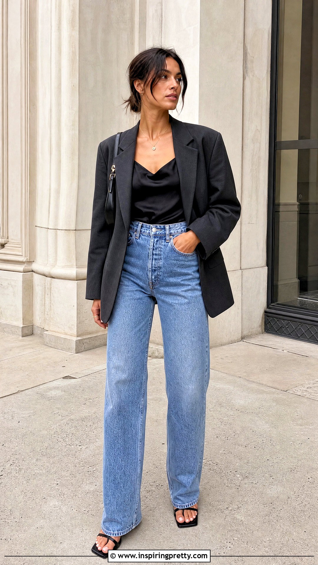 s Satin Camisole With Relaxed Jeans - 50 Vintage Tops For Women