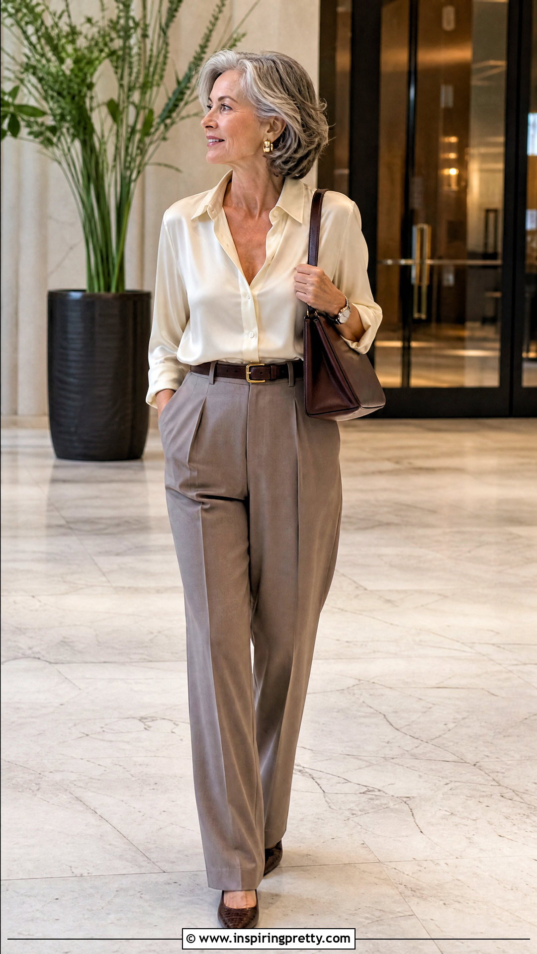 s Silk Button Down With Tailored Pants - 50 vintage tops 90s
