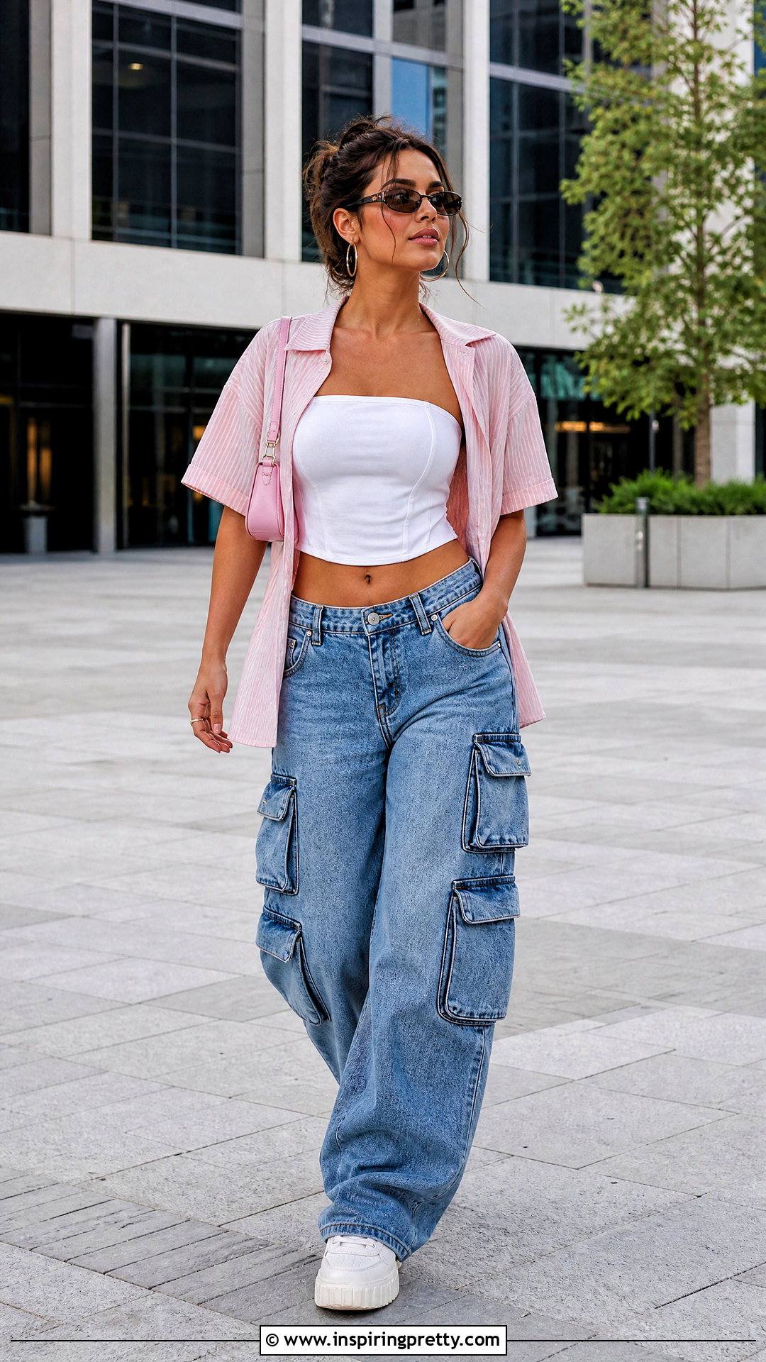 s Tube Top And Cargo Jeans Outfit - 50 2000s fashion tops outfit ideas