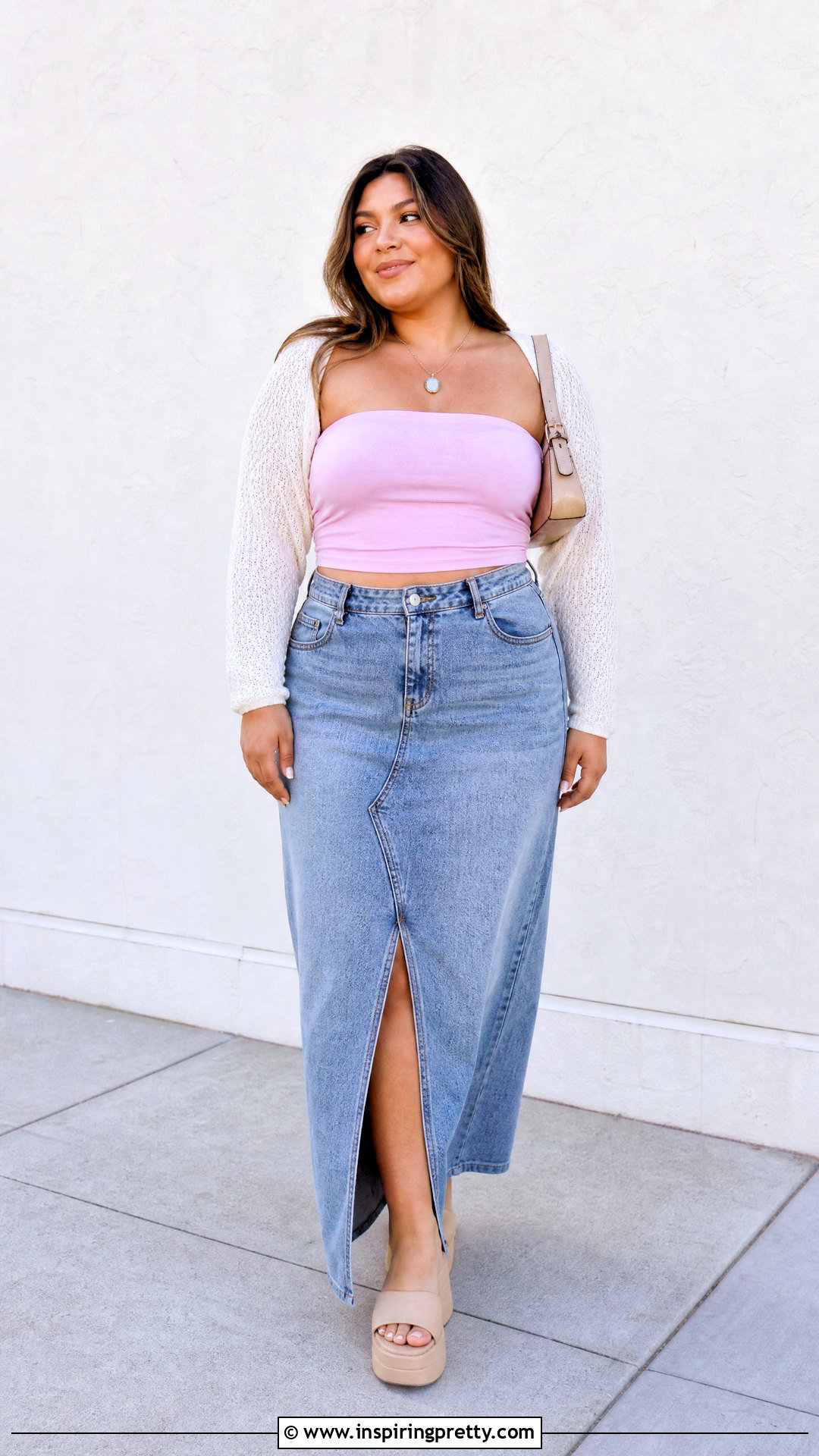 s Tube Top And Denim Maxi Skirt Outfit - 50 2000s fashion tops outfit ideas