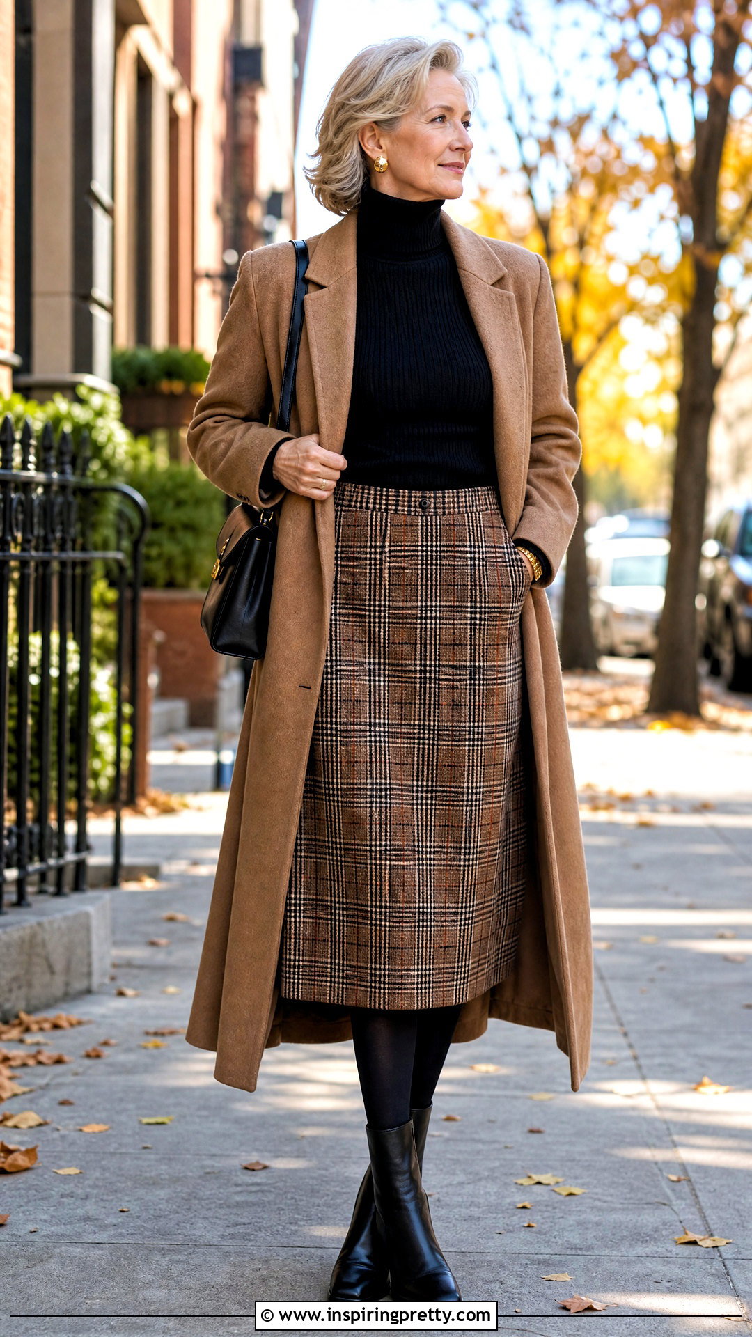 s Turtleneck Top With Plaid Skirt - 50 vintage tops 90s