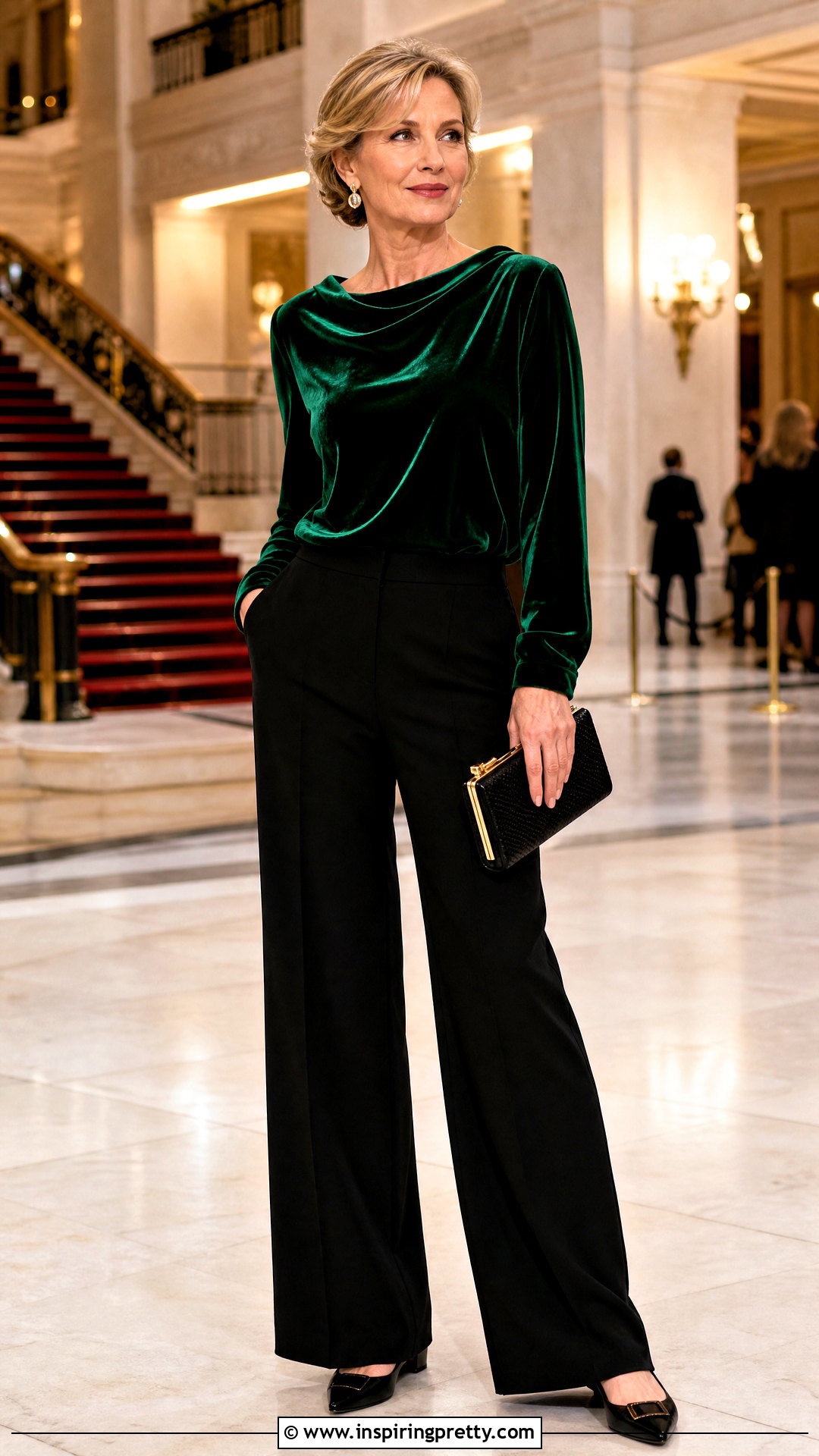 s Velvet Top With Tailored Trousers - 50 Vintage Tops For Women